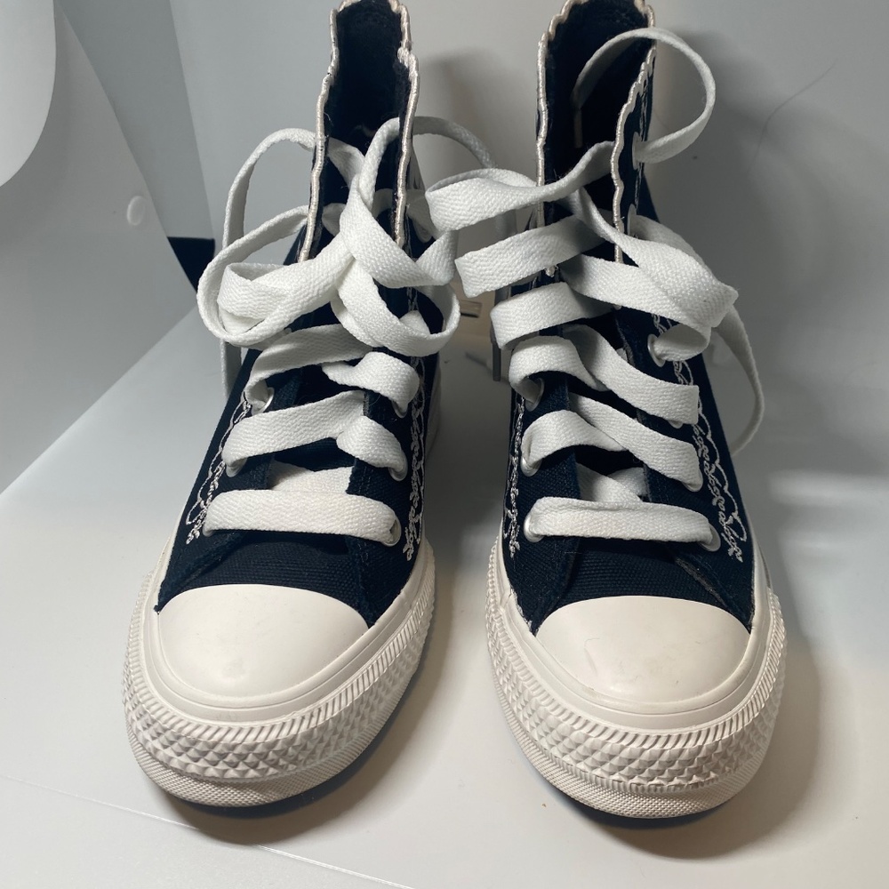 Women’s Converse Wedge High Tops Scalloped Edge Sz5.5 - Picture 5 of 6